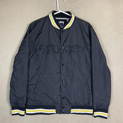 Stussy Jacket Adult Medium Black Souvenir Stadium Bomber Varsity