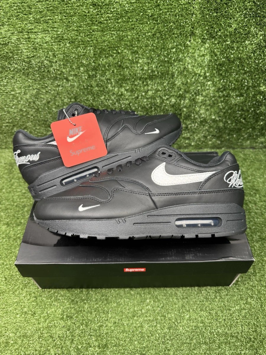 Size 9.5 - Nike Supreme x Air Max 1 87 SP Black White | eBay