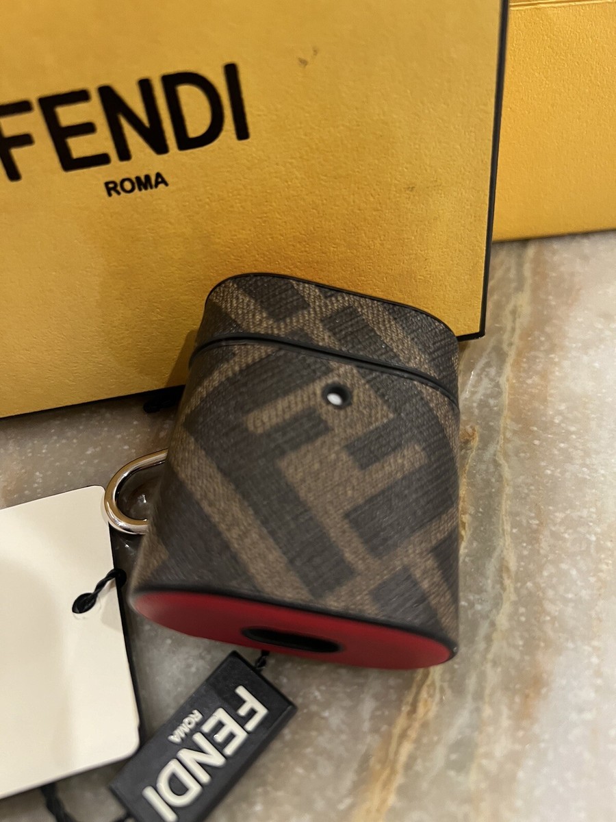 New Without The Box Fendi AirPods Case/ Signature Fabric Calf