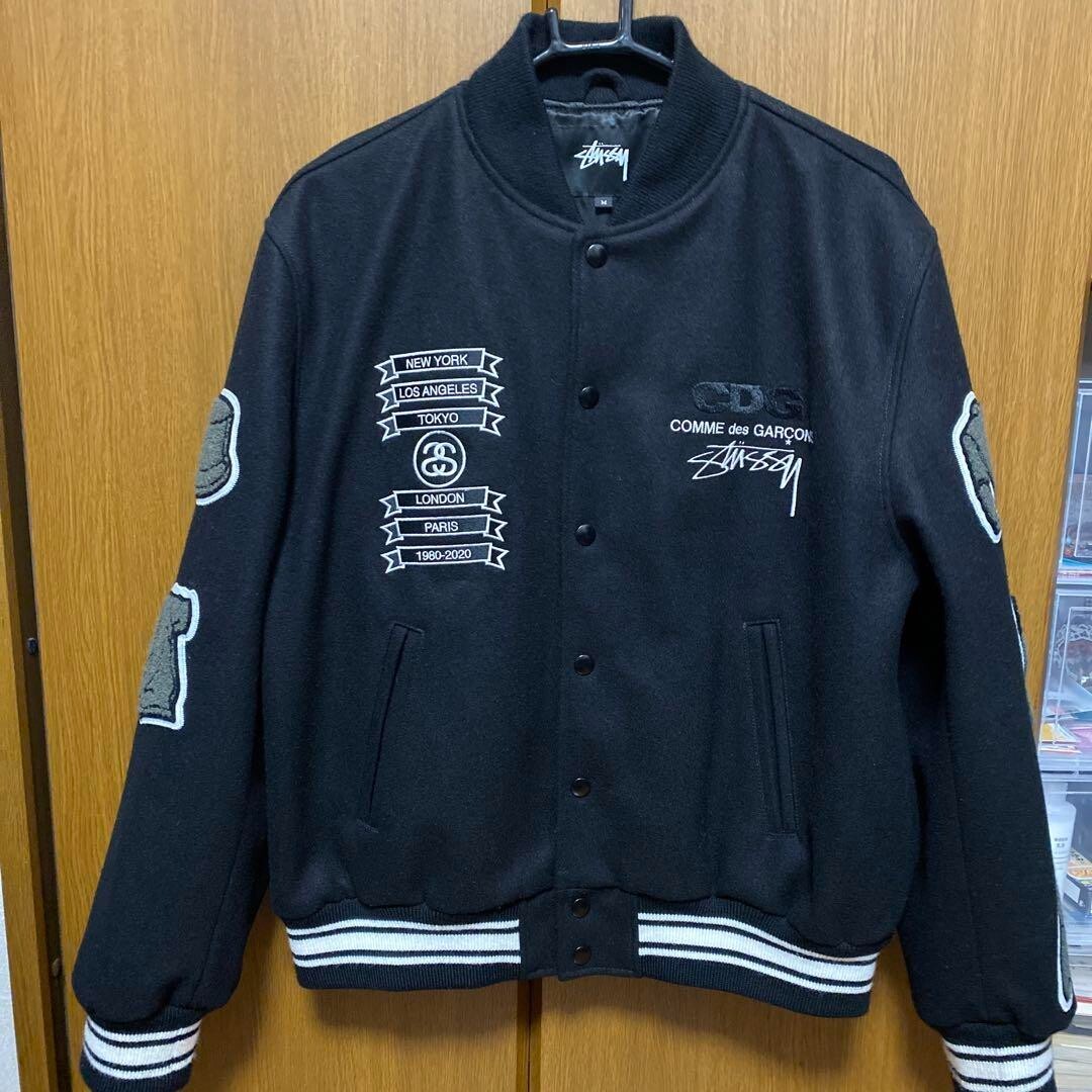 Stussy CDG collaboration varsity jacket embroidered fashion outer