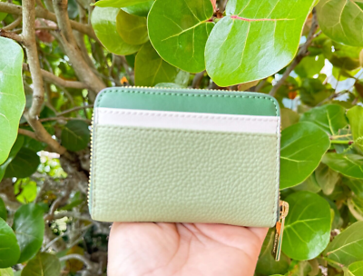 MICHAEL KORS JET SET TRAVEL MD ZIP AROUND CARD CASE WALLET GREEN