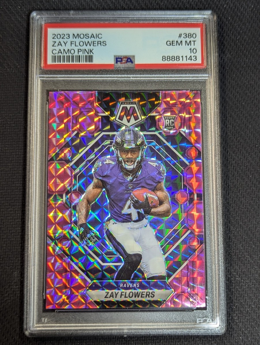 2023 Panini Mosaic Zay Flowers Camo Pink Rookie RC #380 PSA 10