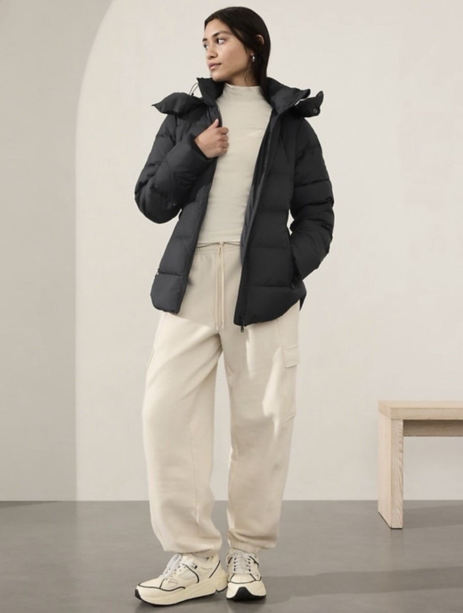 Athleta Downtown Puffer Jacket size S Small Black #659091 | eBay