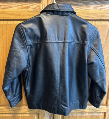 GAP Kids S Black Genuine Leather Jacket Zip Front Lined Coat VTG