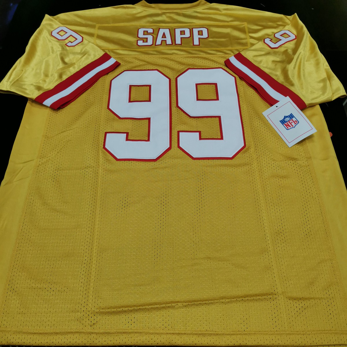 Vintage Warren Sapp #99 Buccaneers Throwback Yellow Stitched