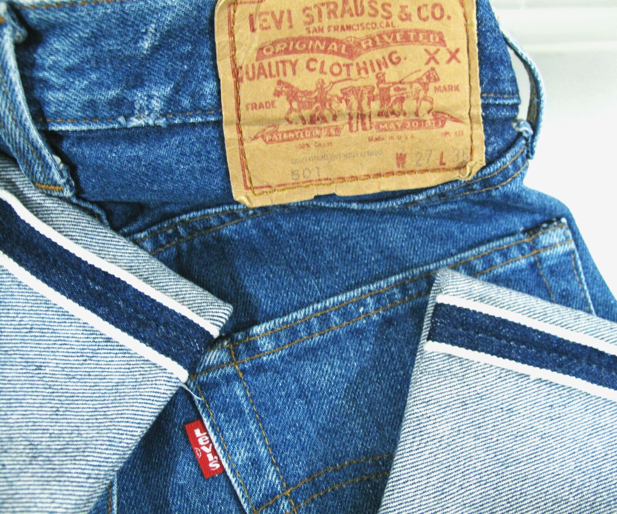 HOT VINTAGE 80's USA LEVI'S @ 501 SELVEDGE BUTTON #524 Jeans 27