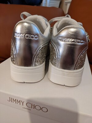 New $725 Jimmy Choo Glitter Sneakers Osaka lace up size 39 (US