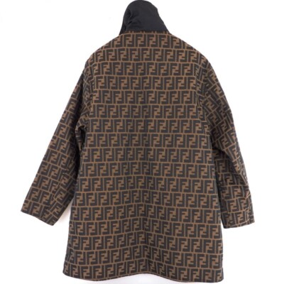 Vintage Fendi Zucca Monogram Canvas Unisex Reversible Coat Jacket