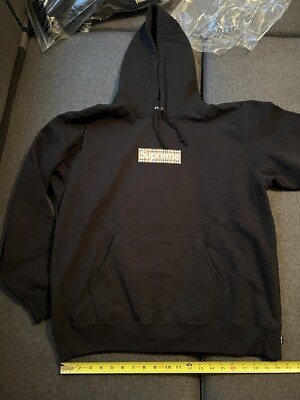 Supreme Burberry Box Logo Hooded Sweatshirt Black (SS22SW45) Size
