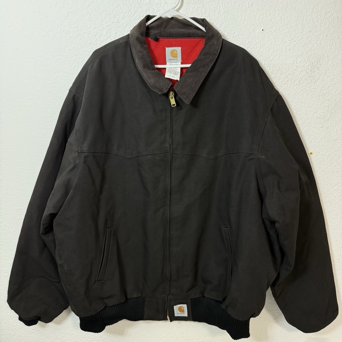 Vintage Black Carhartt J13 Red Lined 90's Santa Fe Bomber Jacket
