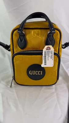 GUCCI 625850 Yellow Nylon GG Eco Black Leather Off The Grid
