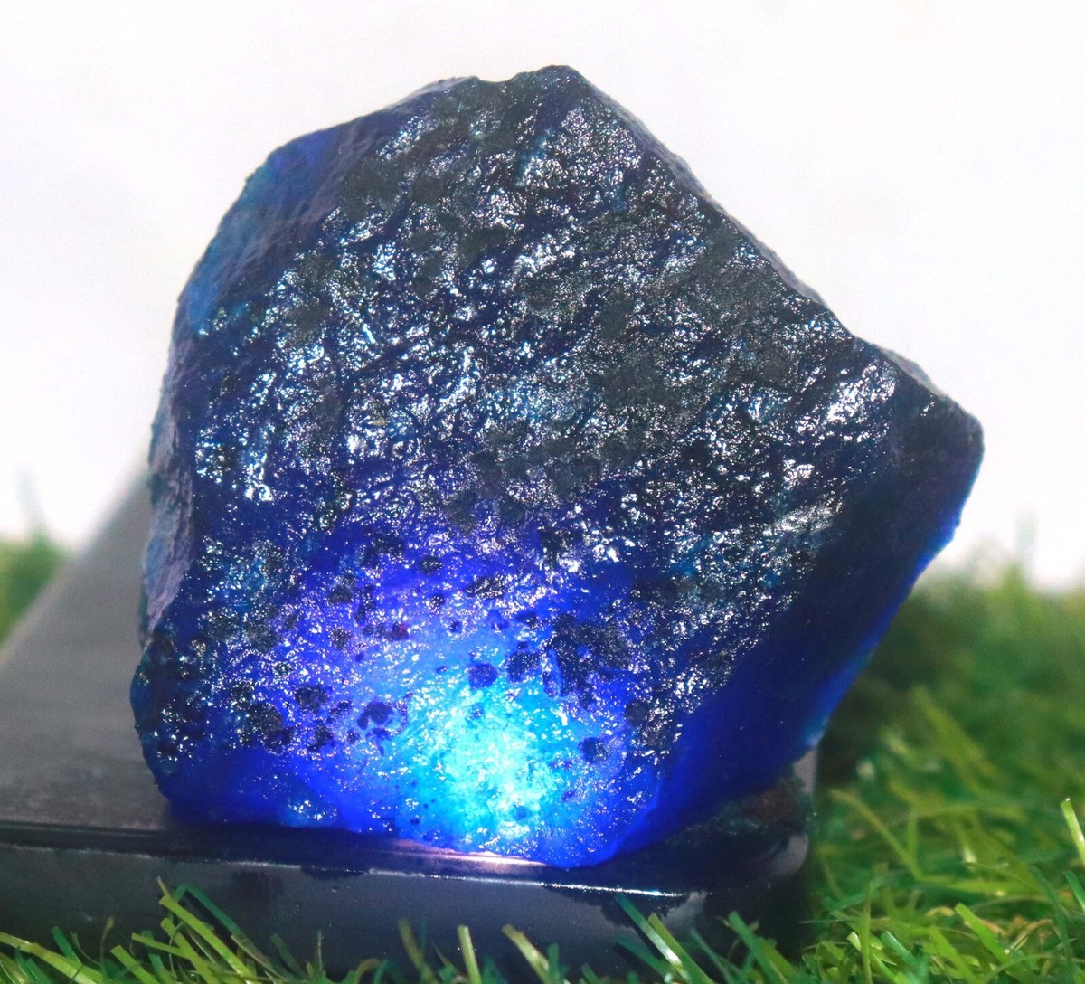 DYED 575 Ct Certified/66 mm African Blue Sapphire Uncut Rough