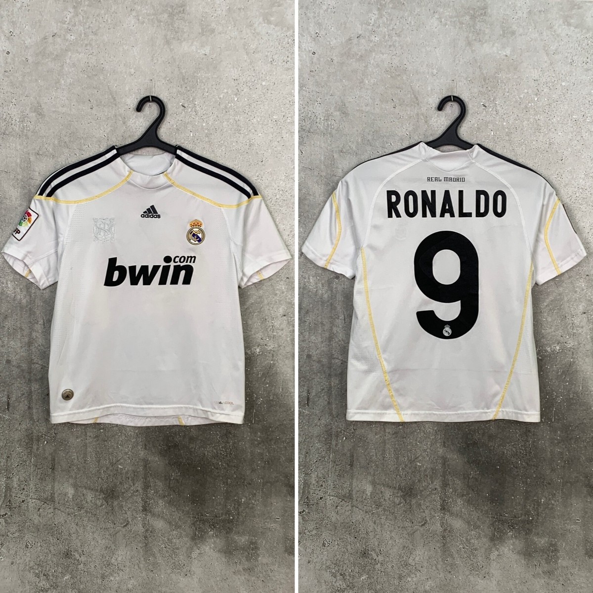 REAL MADRID 2009/10 HOME FOOTBALL SHIRT #9 RONALDO ADIDAS YOUTH 11