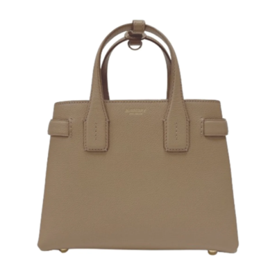 New Burberry Small Banner Camel Brown Leather Women's Shoulder Bag