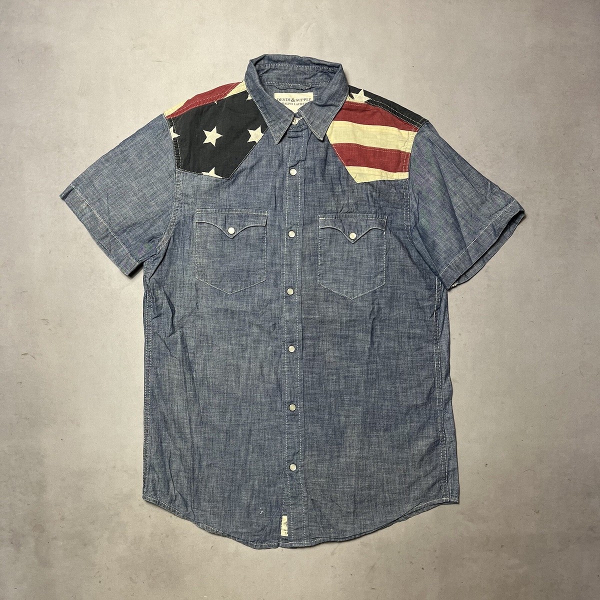 Denim & Supply Ralph Lauren Western Pearl Snap Chambray Shirt USA