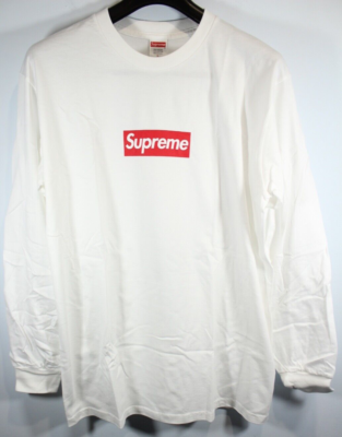 Supreme White Box Logo L/S Tee Men's Size Large 100% Authentic