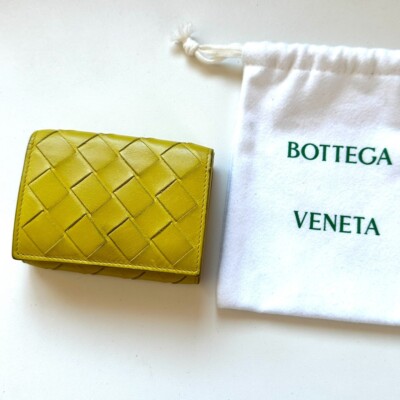 BOTTEGA VENETA Authentic Leather Trifold wallet cassette yellow | eBay