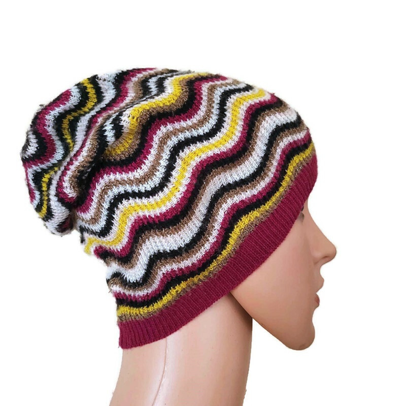 Missoni Zigzag Knit Beanie Multi Color Hat Ladies Women Wool Blend