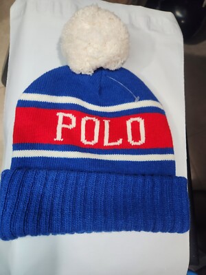 Polo Ralph Lauren USA Beanie with Pom-Pom Red White Blue Knit Hat