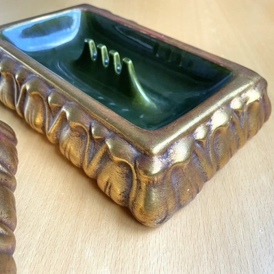 Ashtray Vintage Anthony Freeman McFarlin Set of 2 Gold California