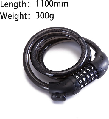 Bike Lock Bicycle Chain 5-Digit Combination Core Steel Wire 1.1M X