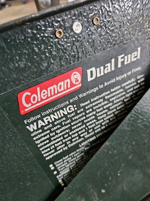 Vintage Coleman 424 Dual Fuel Camp Stove With Funnel 2 Burner