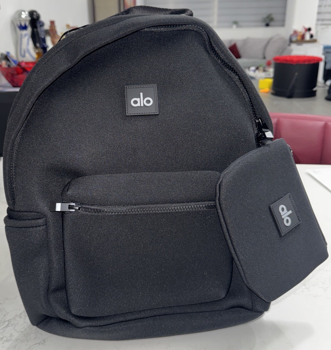 Original Alo Yoga Stow Backpack Black Neoprene with Detachable