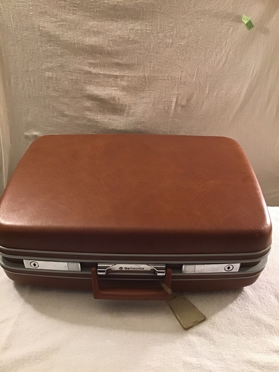 SAMSONITE HARD SHELL PLASTIC SUITCASE LUGGAGE RARE VINTAGE BROWN