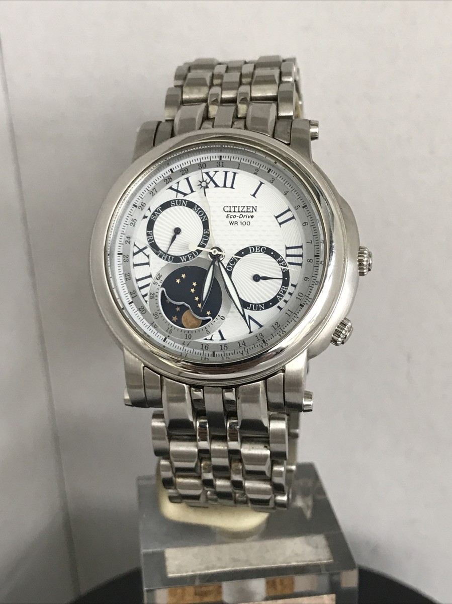 Citizen Mens Eco-Drive Moon Phase Calibre 8651 Stainless Steel