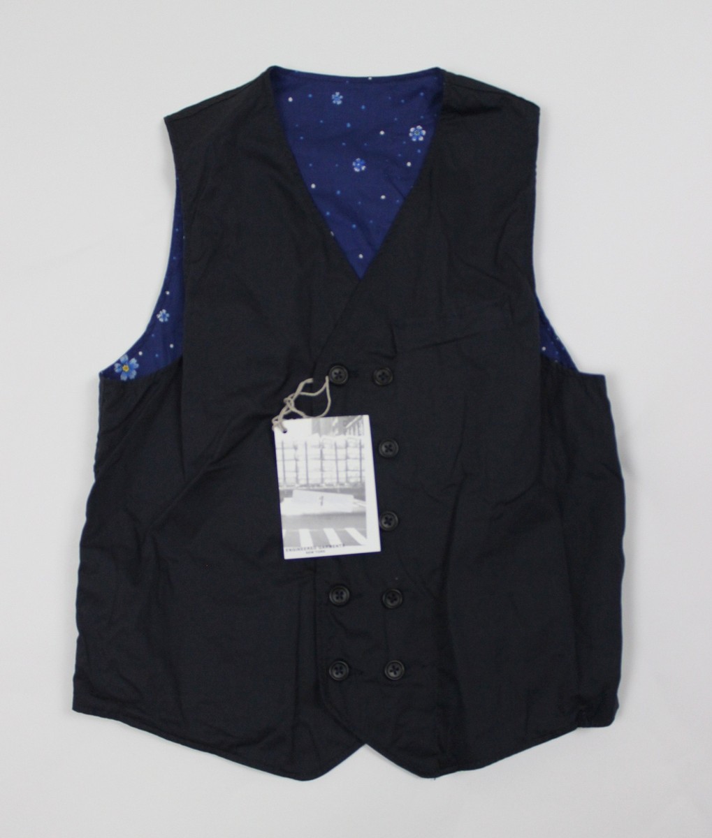 BRAND NEW-Engineered Garments FWK Navy Floral Reversible Vest-SZ1