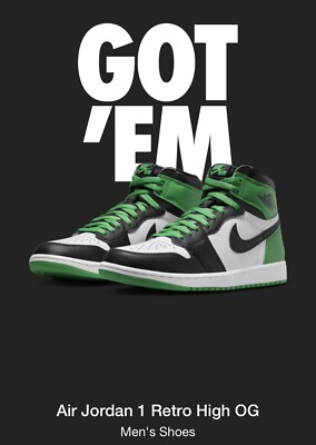 Nike Air Jordan 1 Black and Lucky Green🍀– Lets go Celtics! | eBay