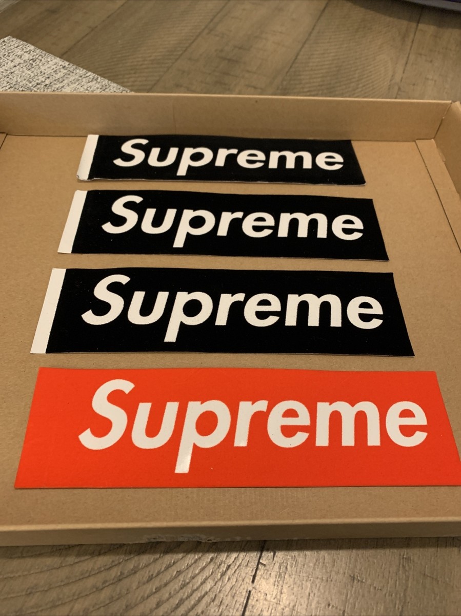 Supreme Felt Velour Box Logo Stickers Black And Red- 4 Total | eBay