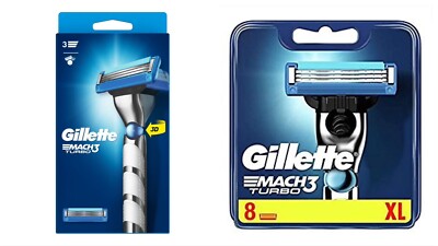 Gillette Mach3 Turbo. Razor With 1 Razor+8 Razor Blades