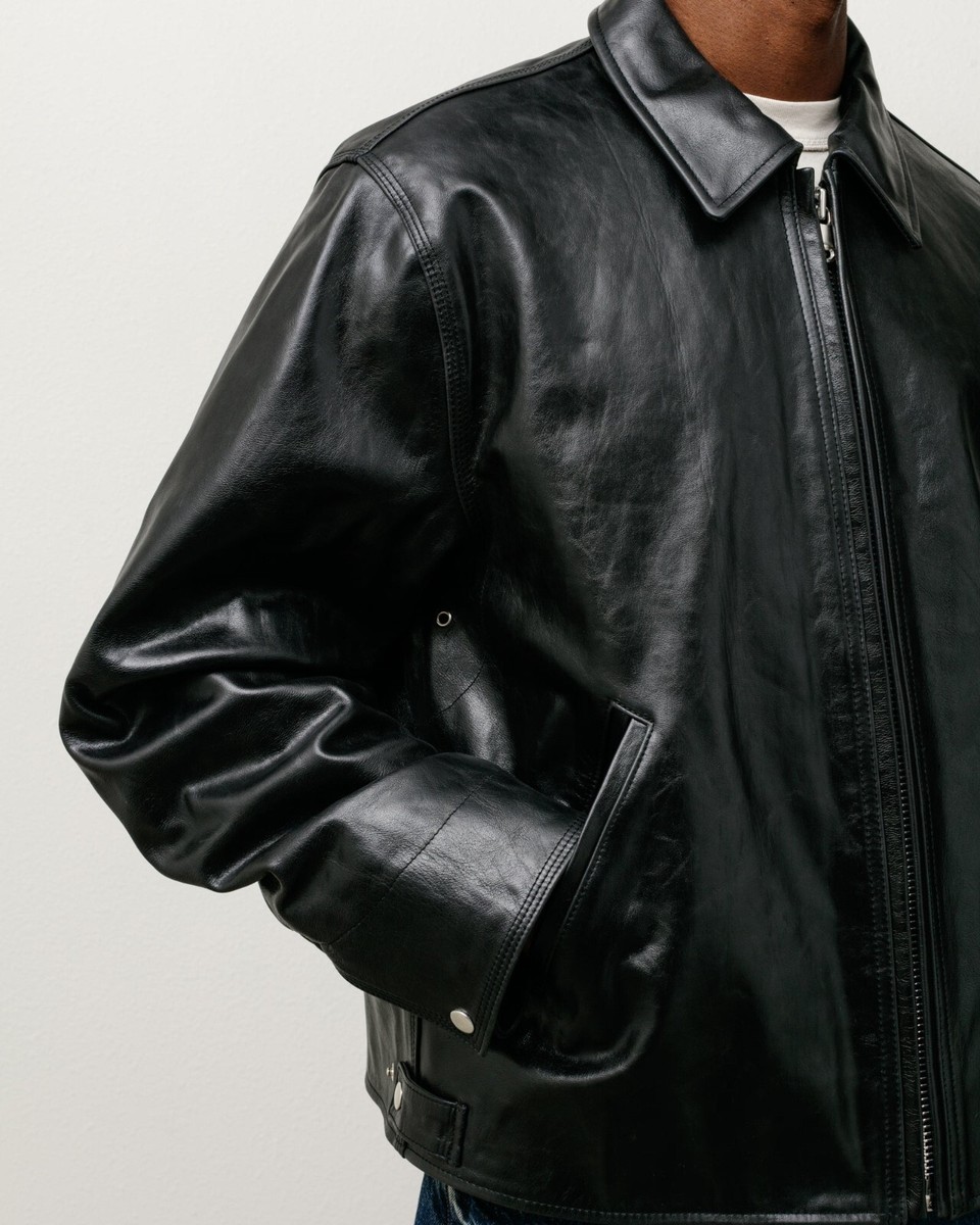 Stussy Garage Jacket Leather Black Heavy Weight Size XS-XXL | eBay
