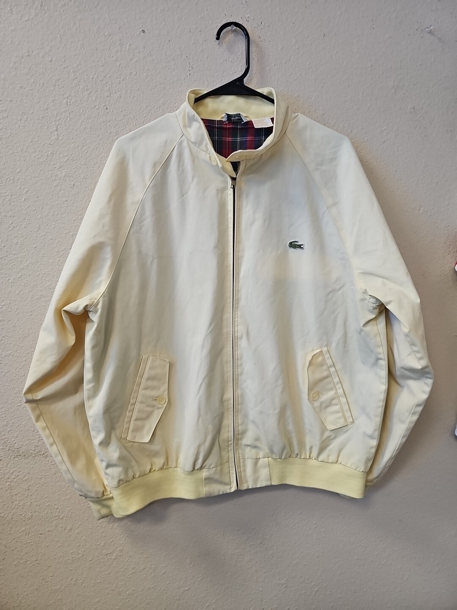 Vintage Izod Lacoste Jacket Mens Size Large Yellow Full Zip 80s