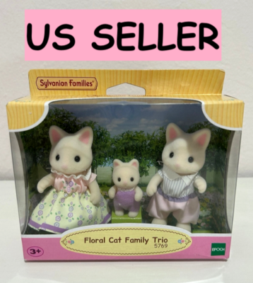Sylvanian Families Floral Cat Family Trio RARE 5769 Set Calico