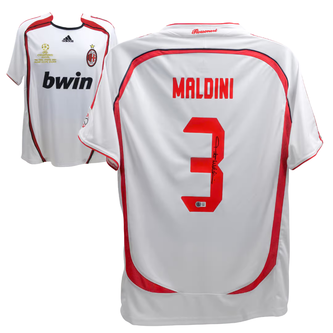 Paolo Maldini Signed AC Milan Away Soccer Jersey #3 with Beckett