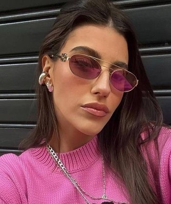 MIU MIU MU 54ZS ZVN50D Gold Pink Lens Oval Women Sunglasses