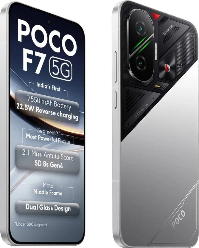 POCO F7 5G (Silver 256 GB 12 GB ) 8s Gen 4 Processor NFC 6.83