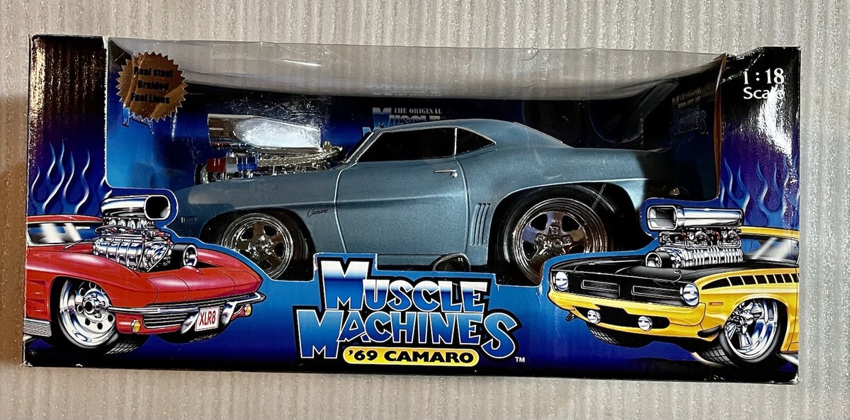 69 Chevy Camaro Silver Blue. New in box 1:18. Muscle Machines | eBay