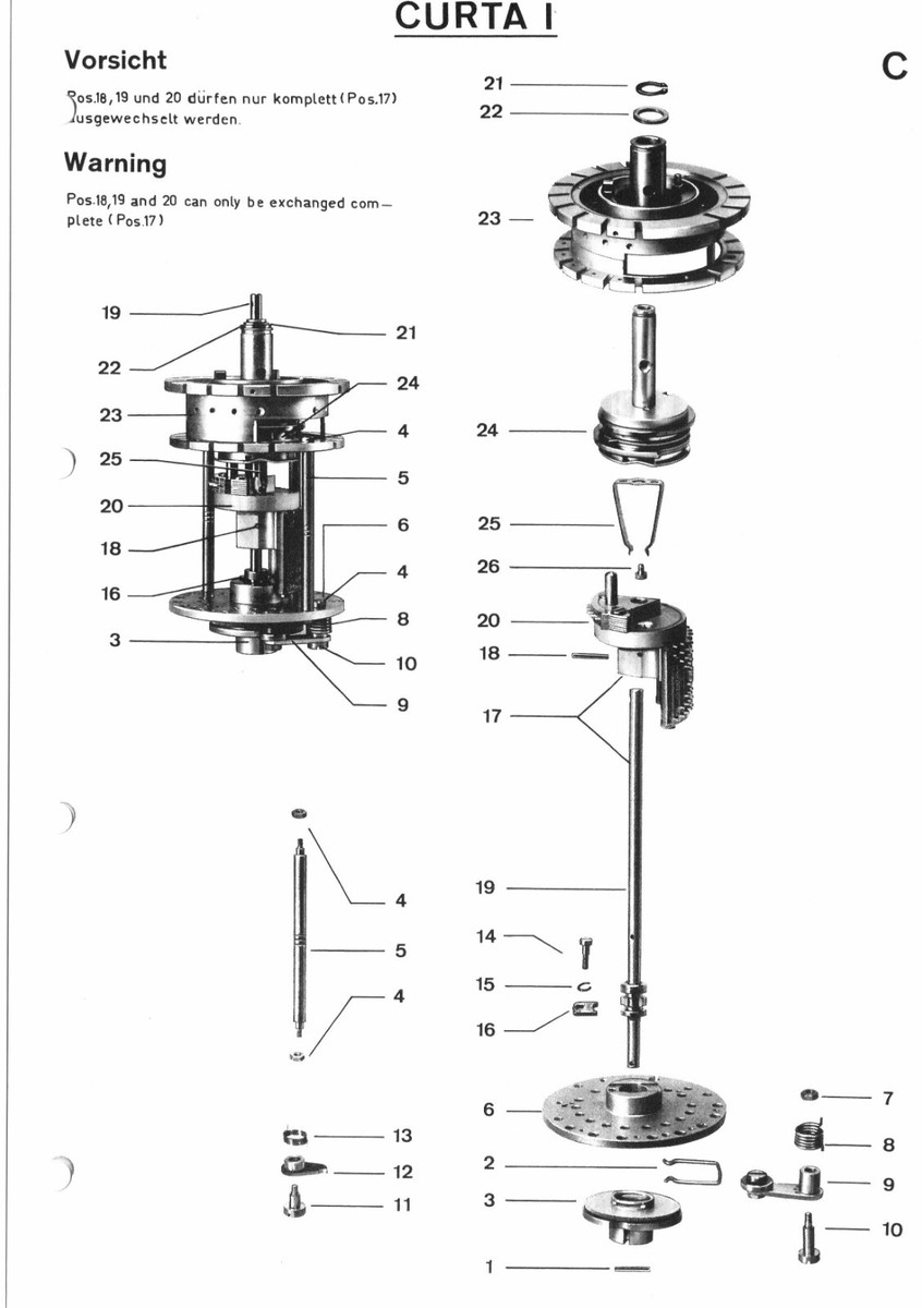 Curta Model 1 Type 1 1967 Mechanical Calculator Service Parts