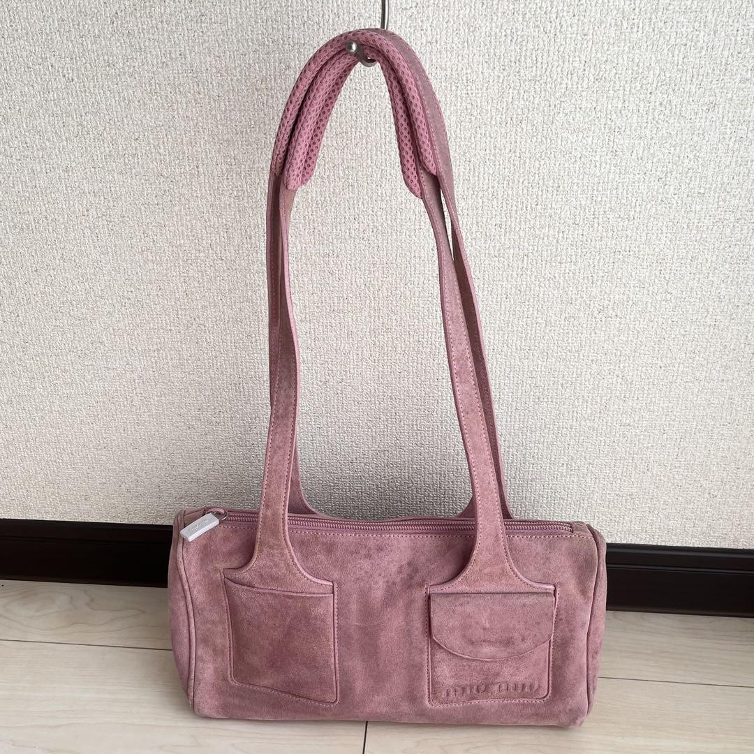 Miu Miu Archive Pink Suede Shoulder Bag Tote Vintage 00s Accessory