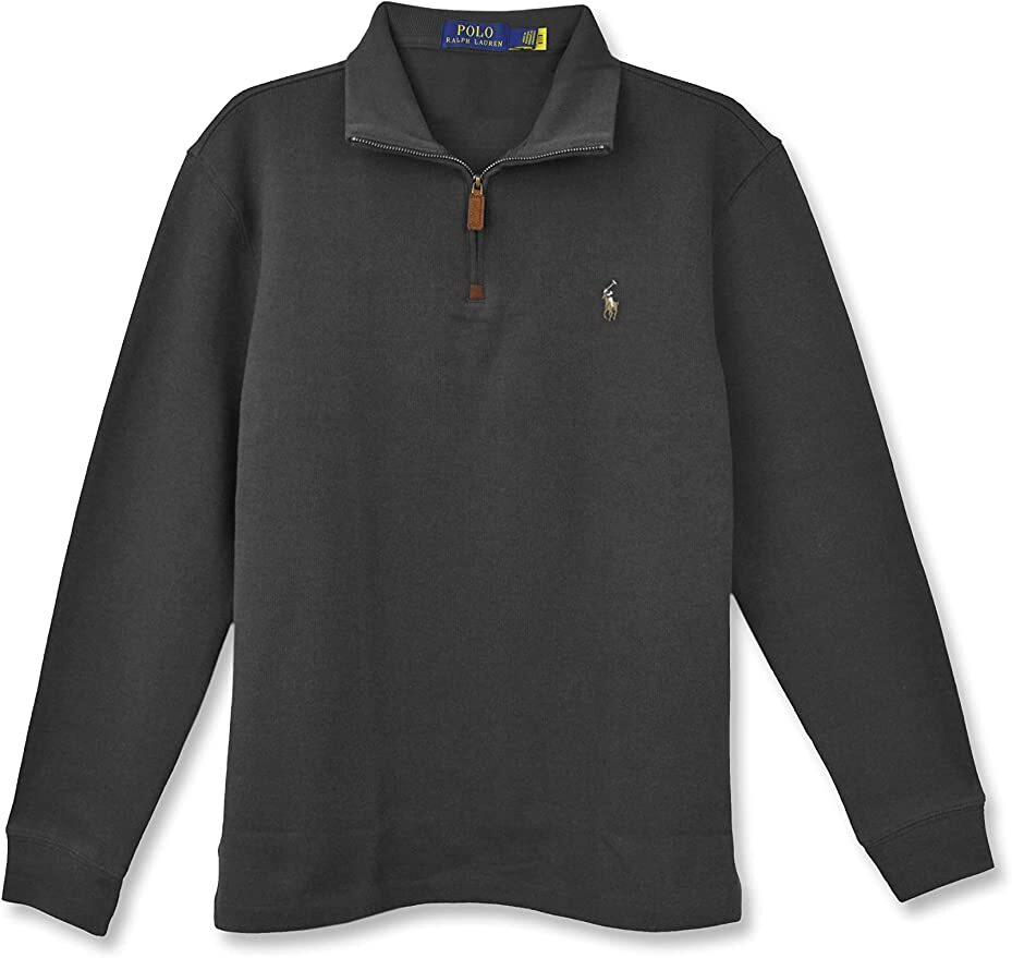 Polo Ralph Lauren Men's Half Zip French Rib Cotton Sweater BLACK