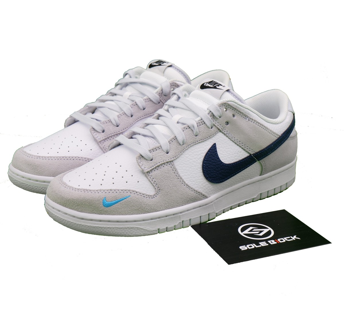 Nike Dunk Low Mini Swoosh Football Grey Midnight Navy Shoe FJ4227