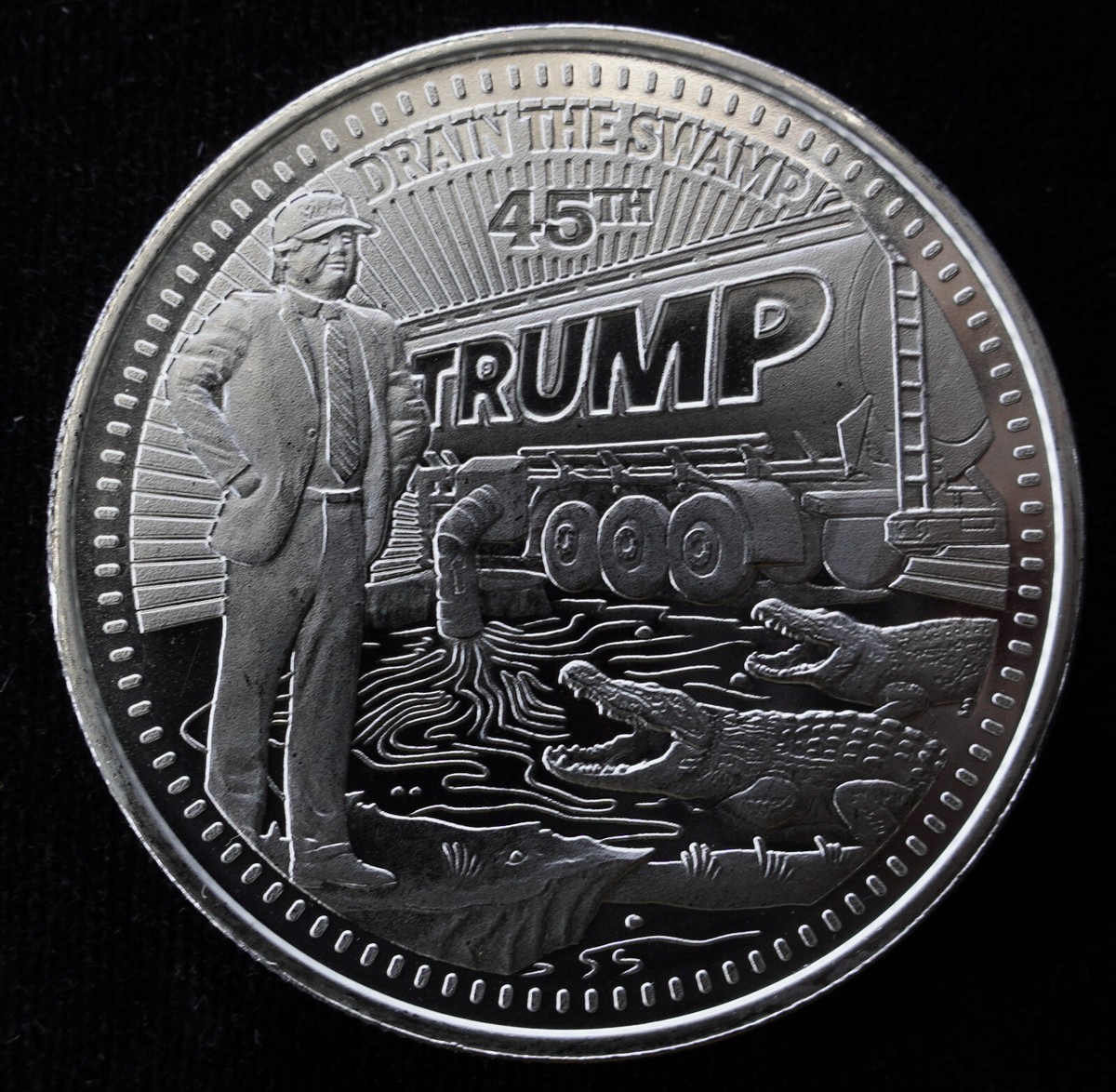 2020 TRUMP 45th President Drain the Swamp 1oz 999 FINE Silver art