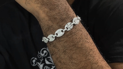 ICED Moissanite Gucci Link Bracelet 12mm Hip Hop 925 Silver Pass