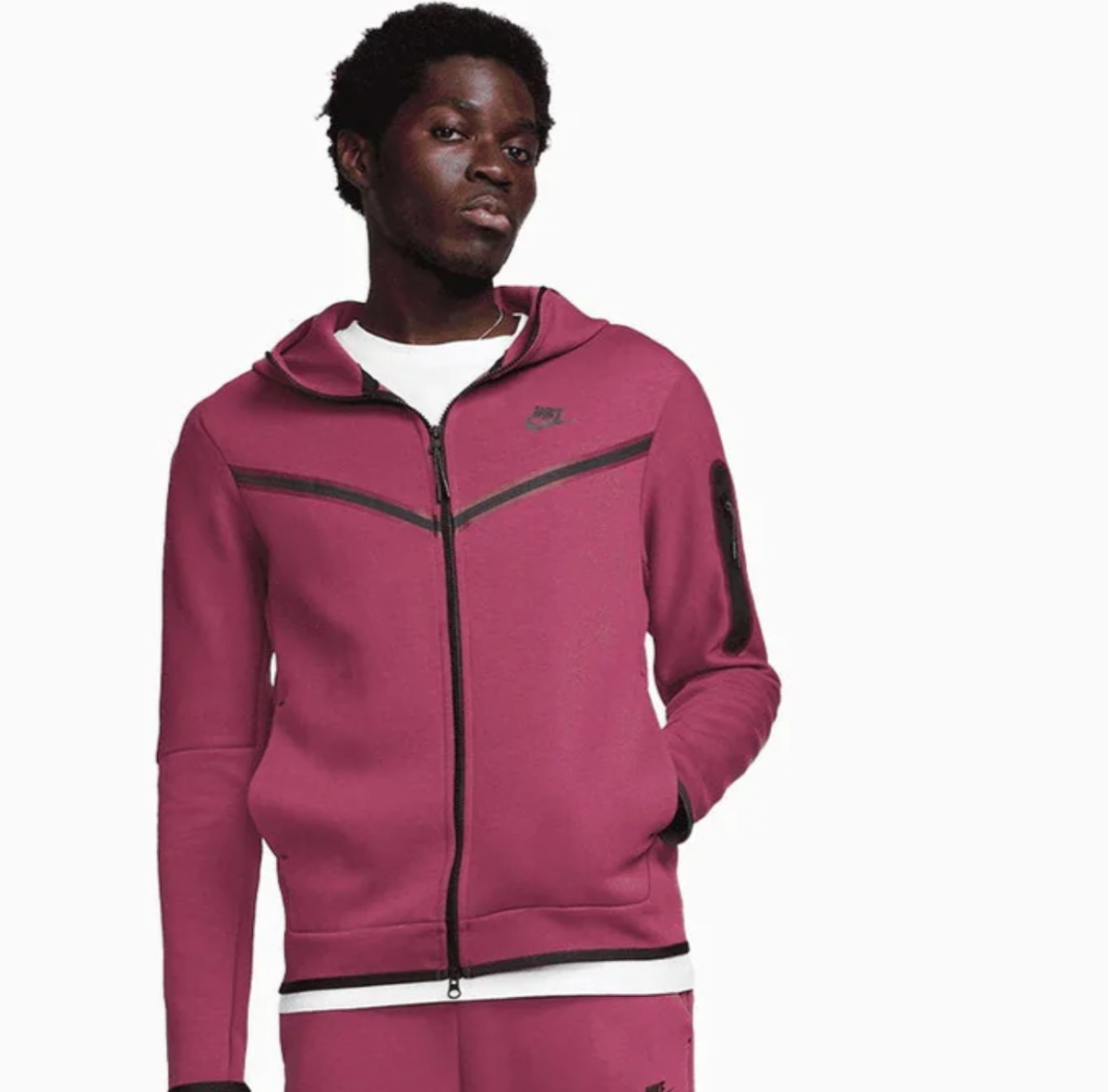 Nike Tech Fleece Full Zip Hoodie Rosewood Black CU4489-653 Men's