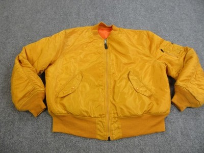 Vintage Alpha Industries MA-1 Bomber Jacket Mens 2XL Gold Orange