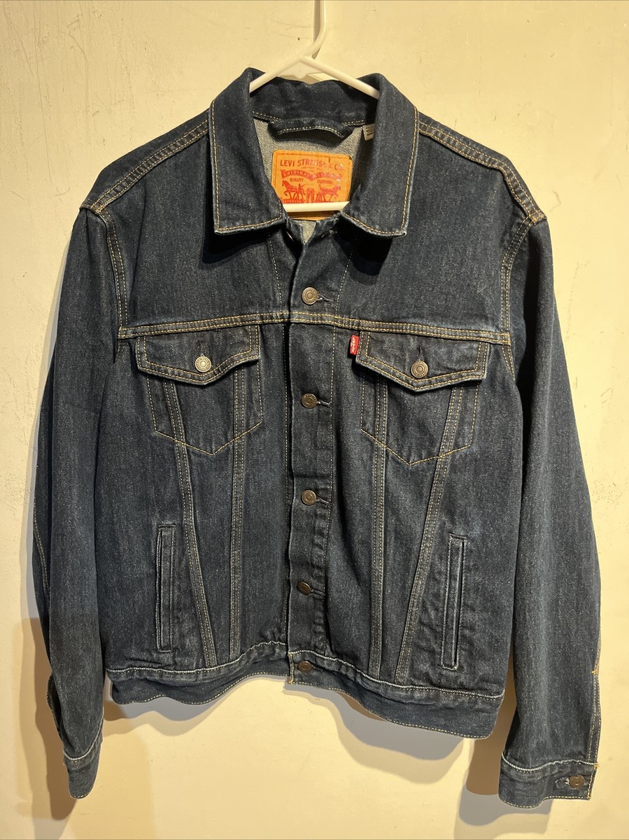 Mens Levi Strauss Dark Blue Denim Trucker Jacket WPL423 CA00342