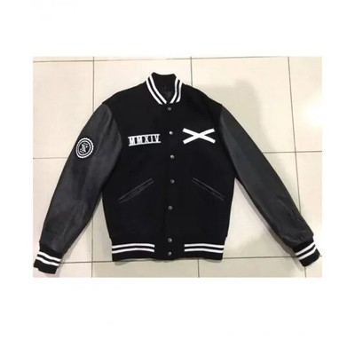 The Weeknd Roots XO Varsity Jacket Bomber Black Wool Jacket with